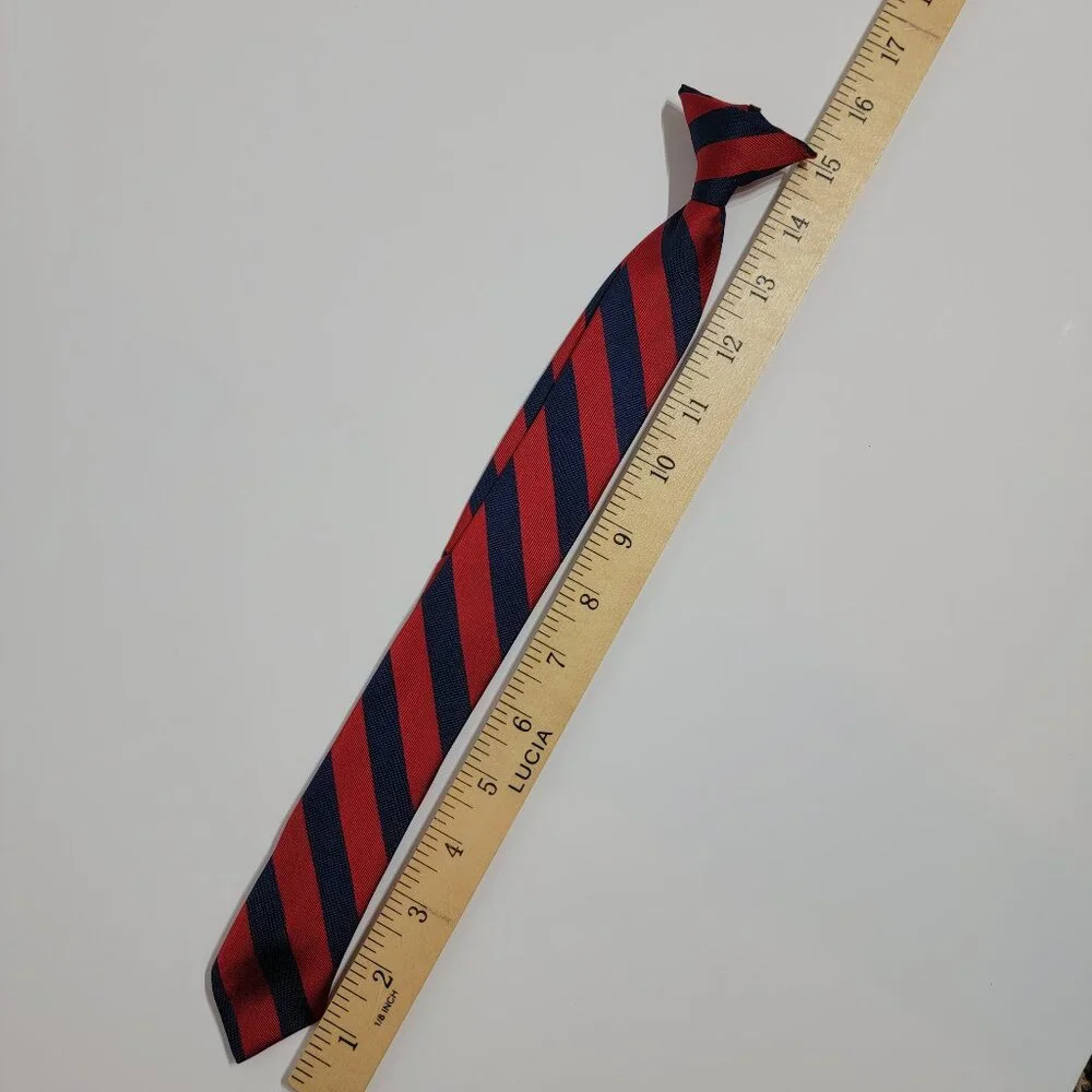 Red/Dark Blue Striped Boys Clip Tie
